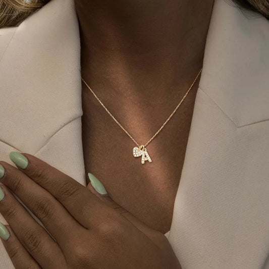 18K Gold Plated Heart Letter Pendant Necklace