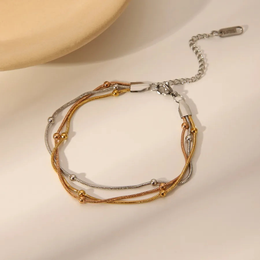 Gold Heart Double Ring Bracelet for Women W1336 18k