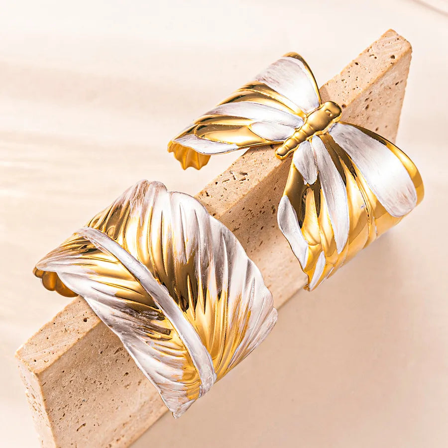 18K Gold Butterfly Leaf Bracelet for Women