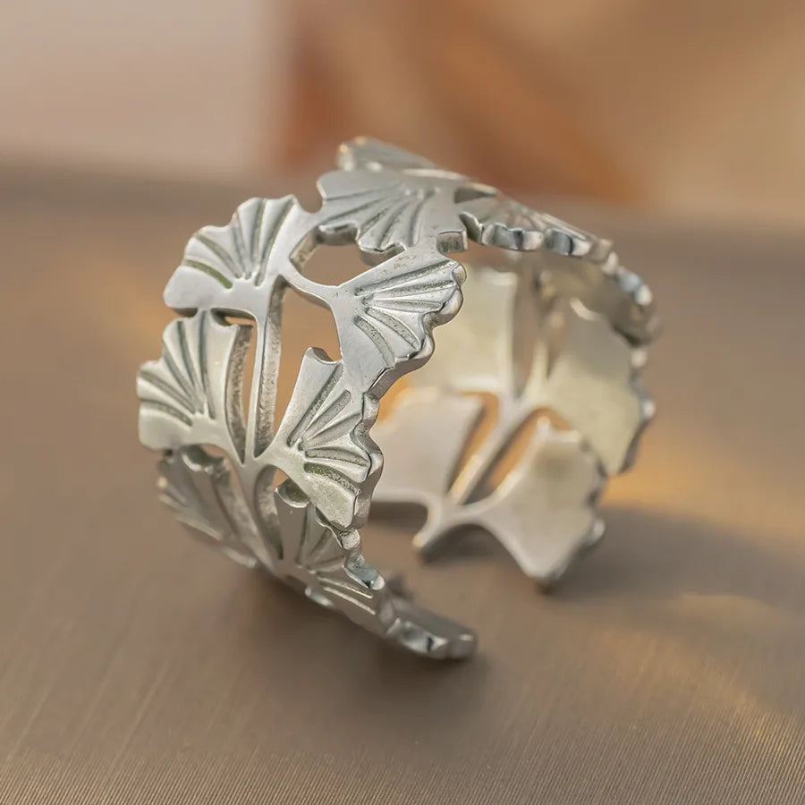 Retro Geometric Titanium Steel Ring K374 Steel Color Ring Open