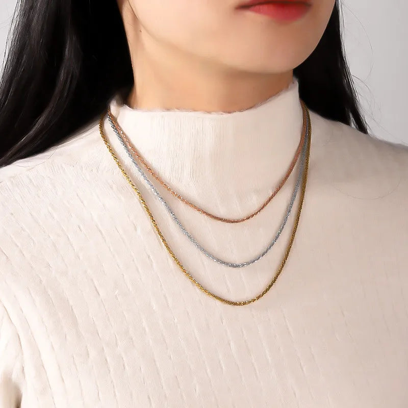Gold Plated Titanium Steel Floral Necklace Three-layer Cauliflower Chain (Necklace) Three Colors