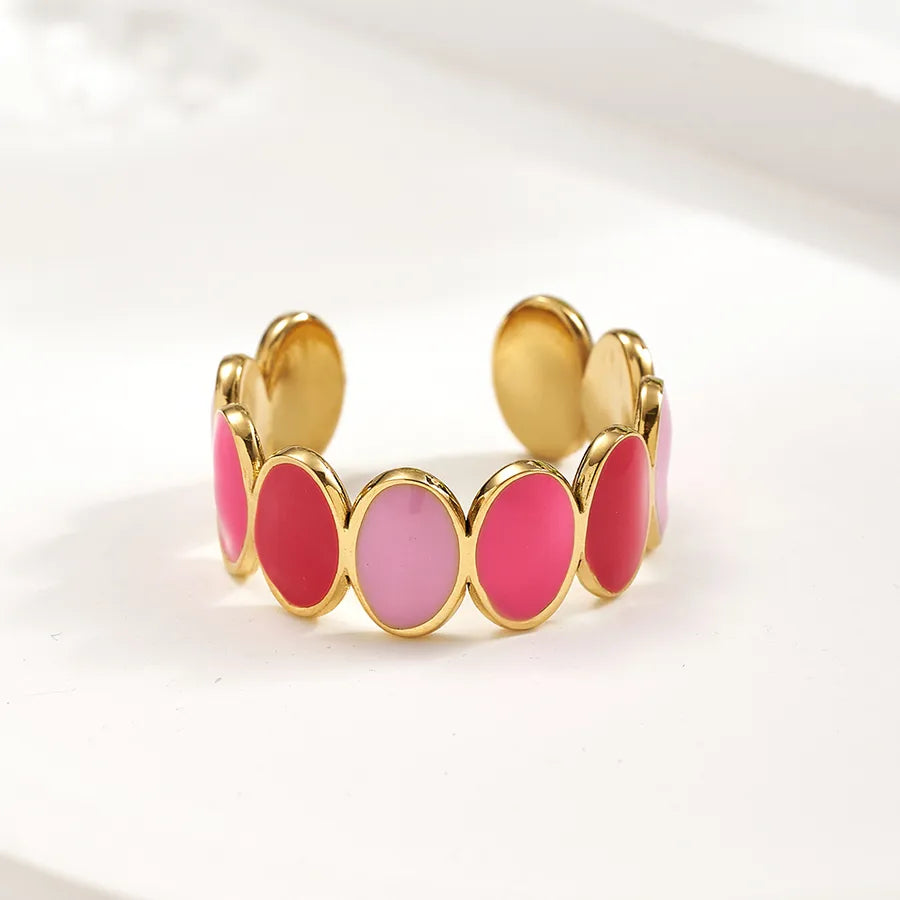 18K Gold PVD Oval Stainless Steel Open Ring