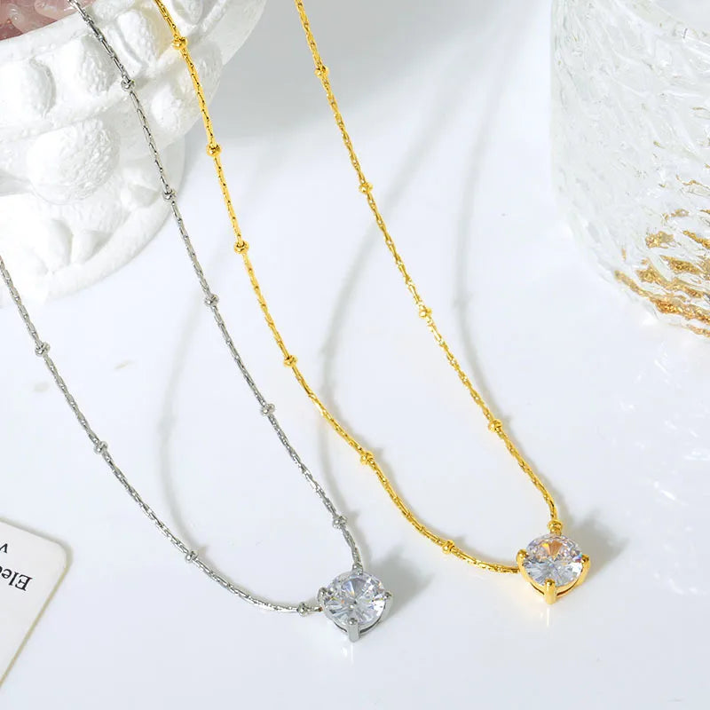 Elegant Round Zircon Pendant Necklace