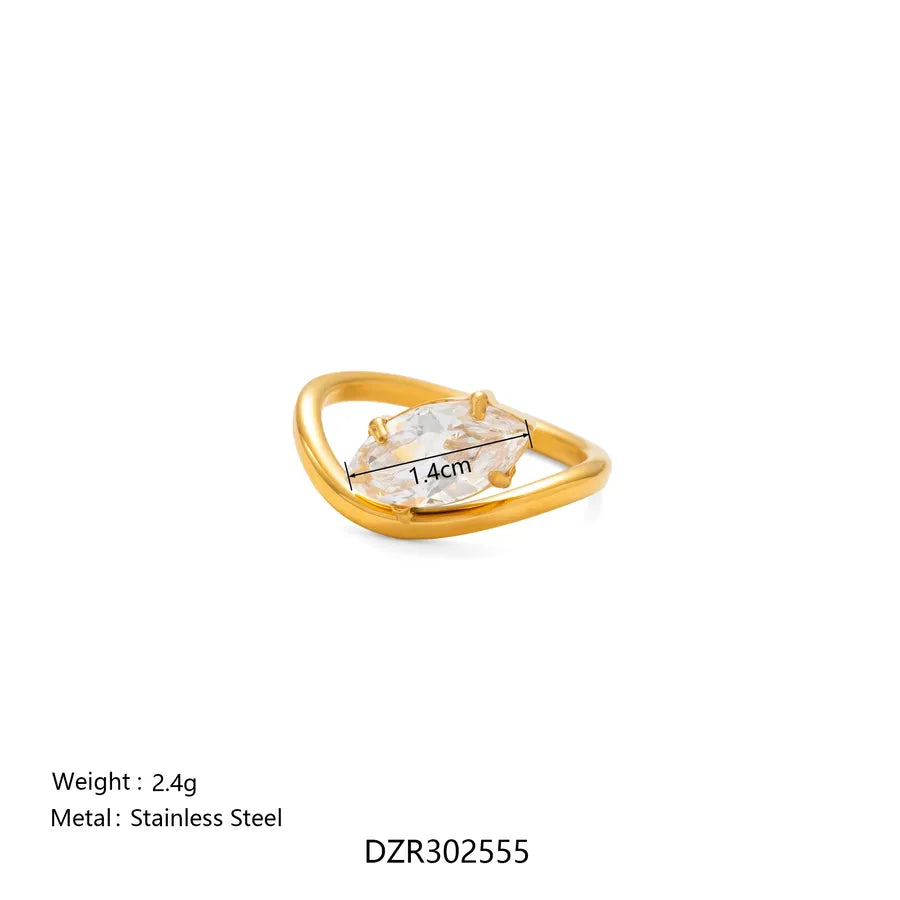 Boho 18K Gold Plated Wave Ring for Women