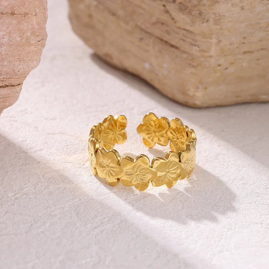 Geometric Gold Open Ring for Women