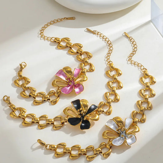 18K Gold Plated Stainless Steel Flower Bracelet