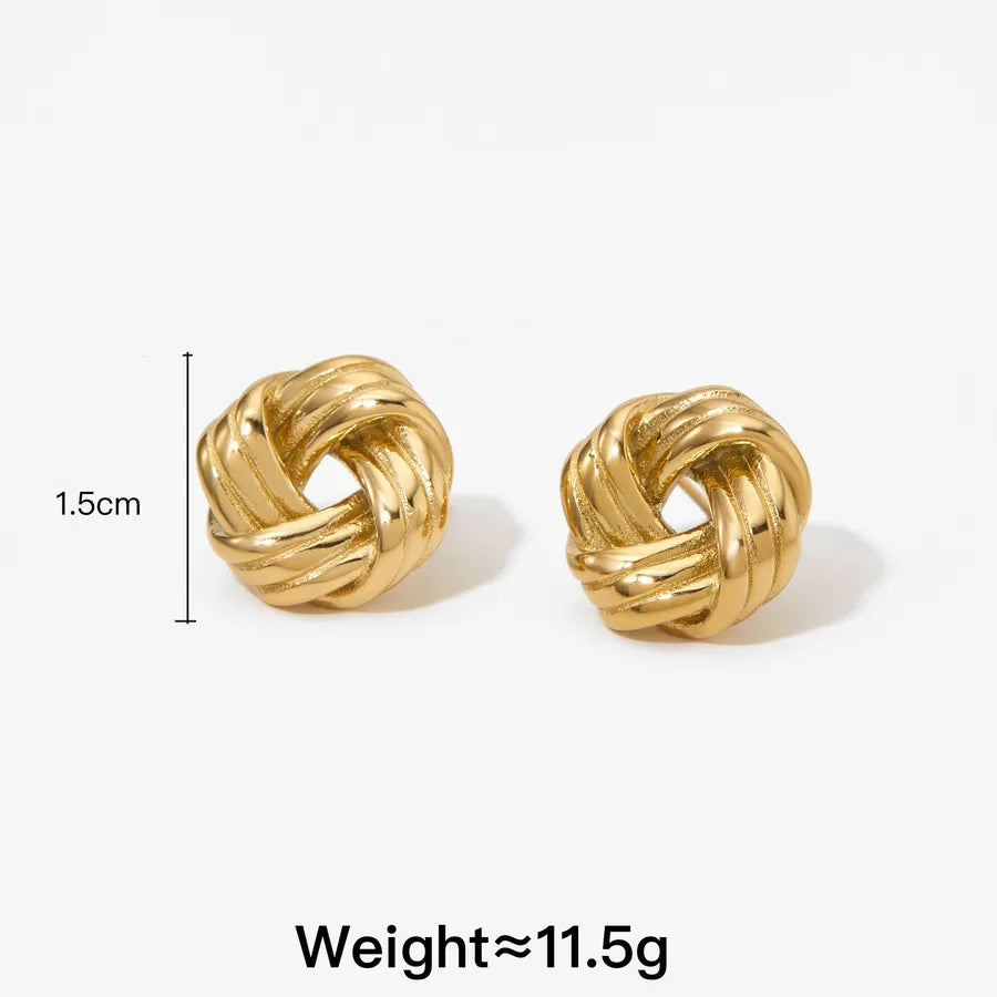French Retro Twist Knot Stainless Steel Earrings