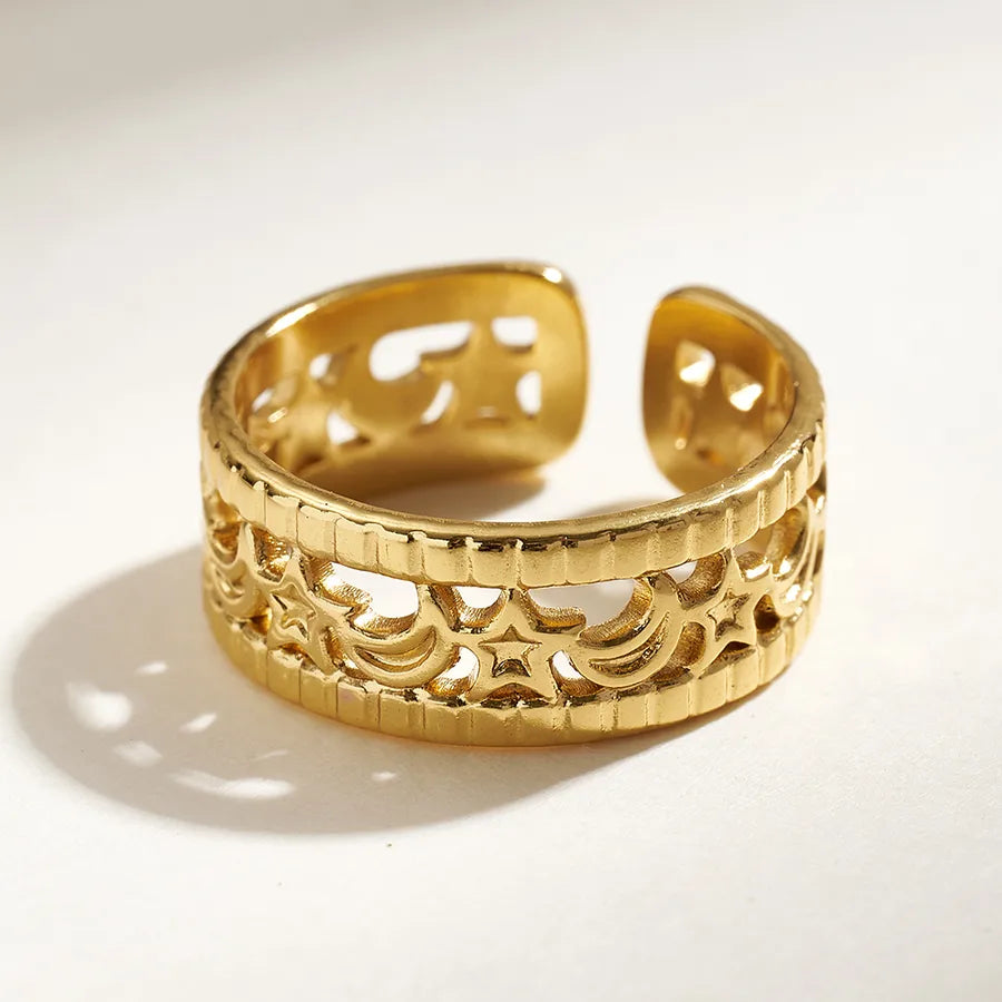 Gold Plated Stainless Steel Open Ring for Women E (Inner Diameter: 17mm) 1 Pc Package