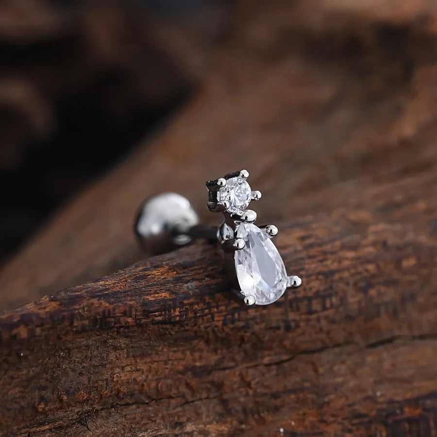 Stainless Steel Zirconia Stud Earrings 3437 Silver Ear Studs