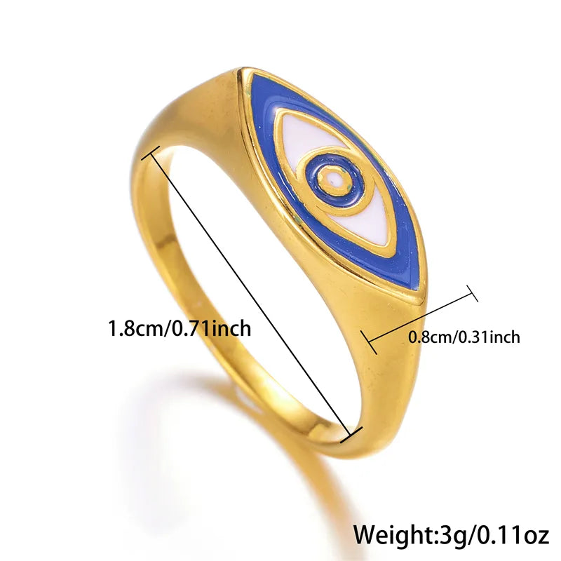 18K Gold PVD Devil's Eye Stainless Steel Ring R00937G-1-7