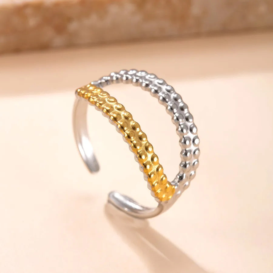 Geometric Gold-Plated Titanium Steel Ring Average Size YYJZ735
