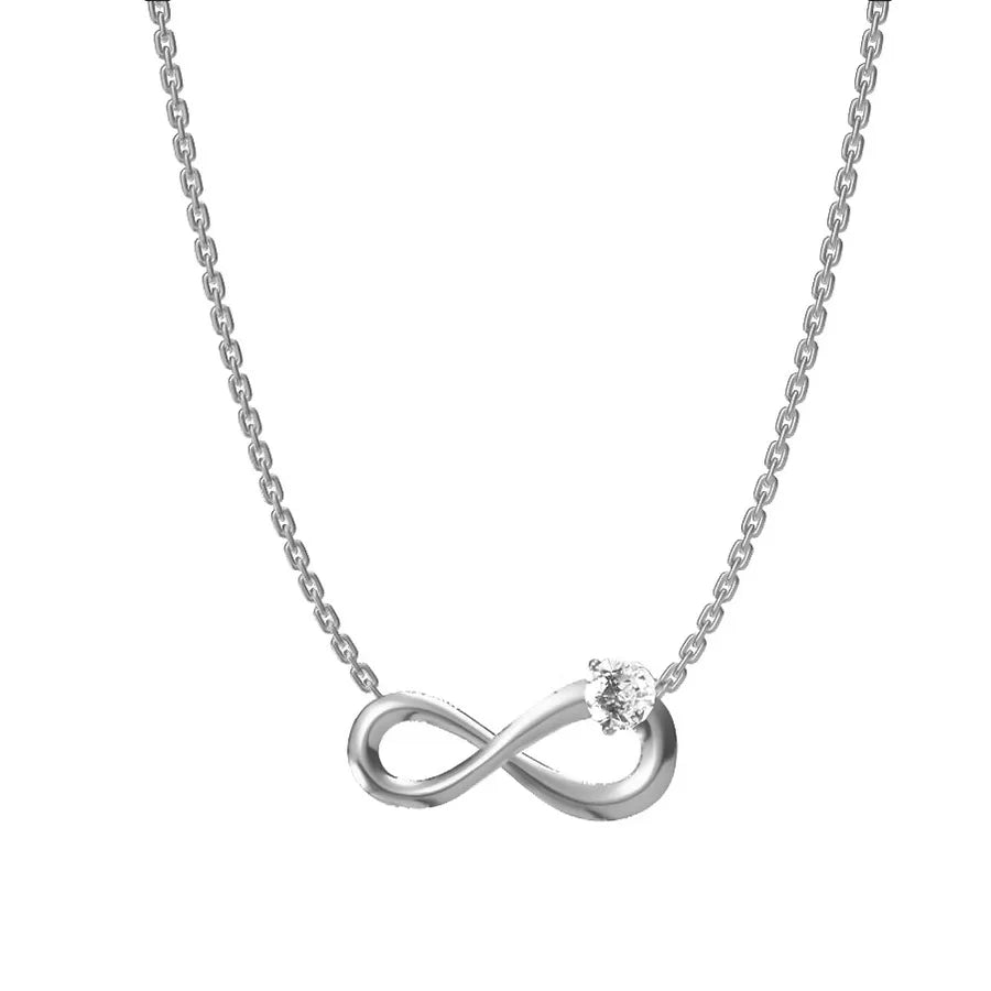 Titanium Infinity Necklace with Zircon N0079S Steel Color Round Style