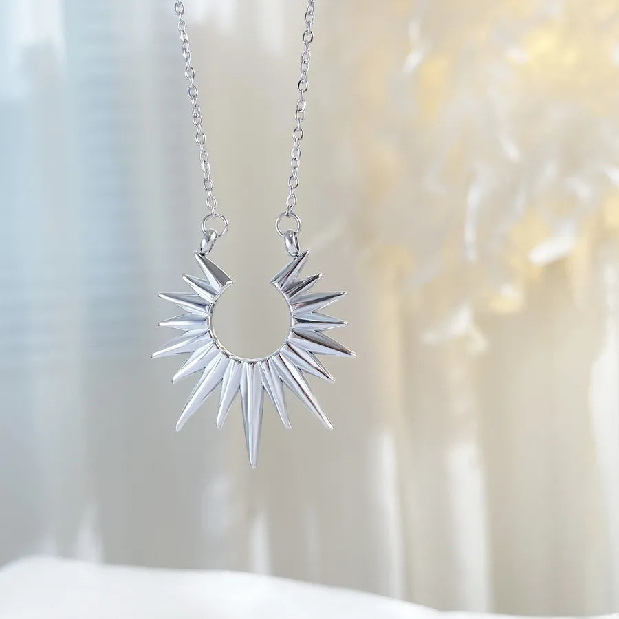 Gold Plated Titanium Letter V Pendant Necklace Silver -Sunflower Necklace