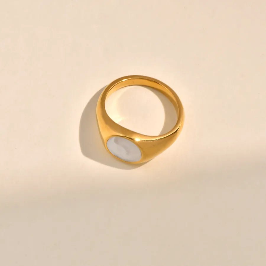 18K Gold Plated Heart & Pearl Geometric Ring