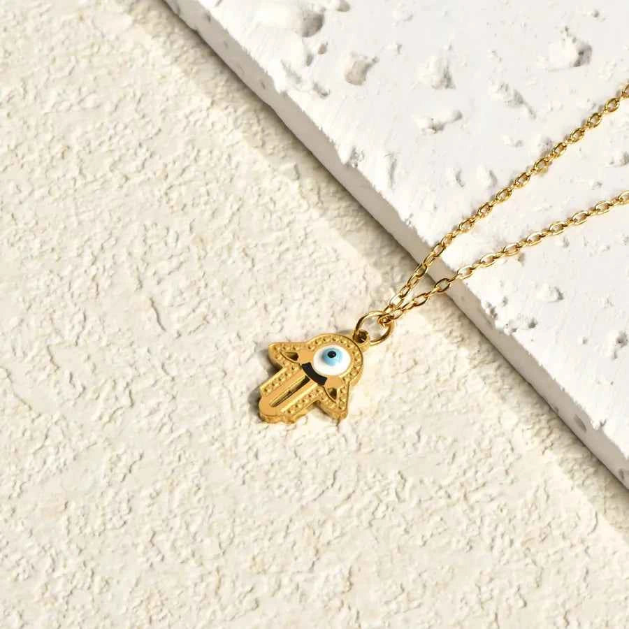Gold Devil's Eye Pendant Necklace – Vintage Style