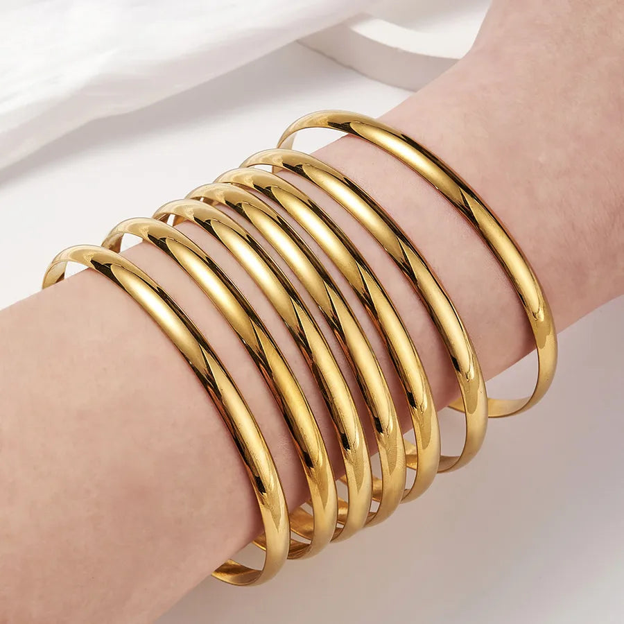 18K Gold PVD Geometric Stainless Steel Bangle Set