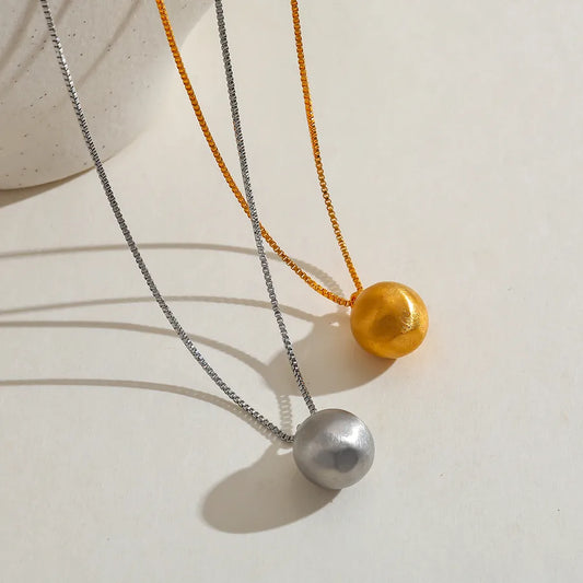 Gold Plated Round Bead Pendant Necklace