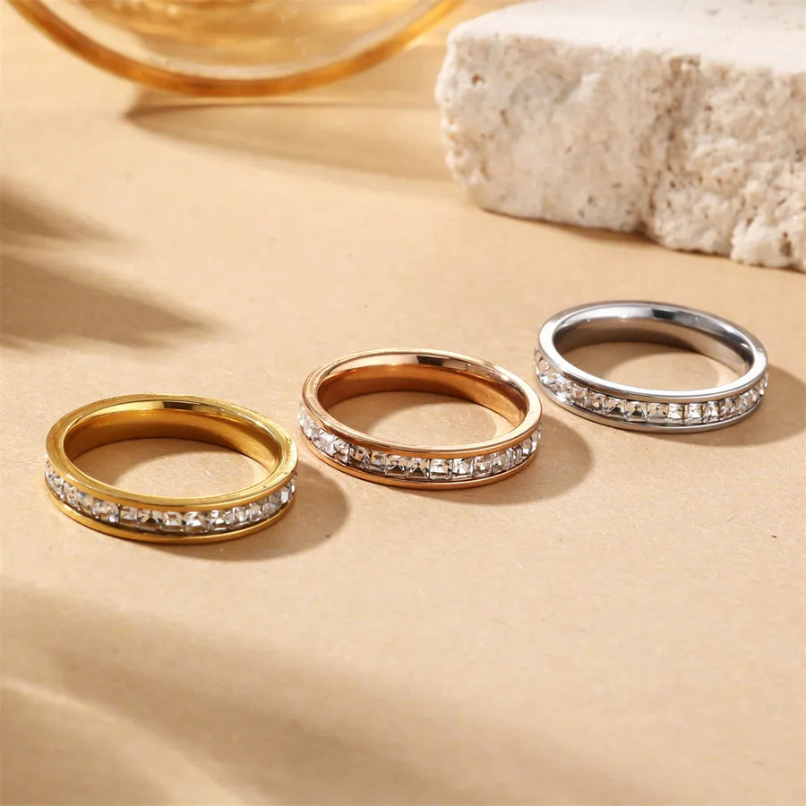 18K Gold Plated Square Zircon Stackable Ring