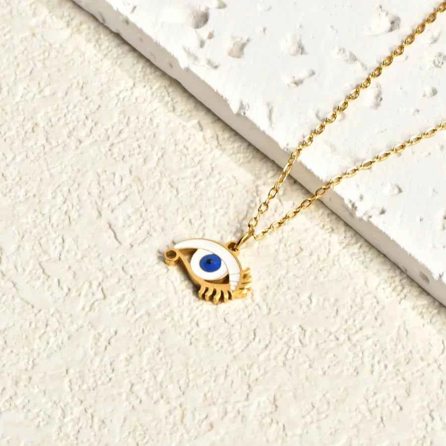 Gold Devil's Eye Pendant Necklace – Vintage Style