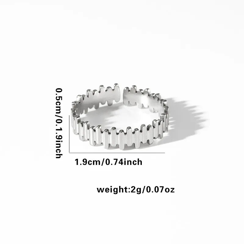 Titanium Steel Fish Tail Ring for Women Adjustable Opening TYR0340$