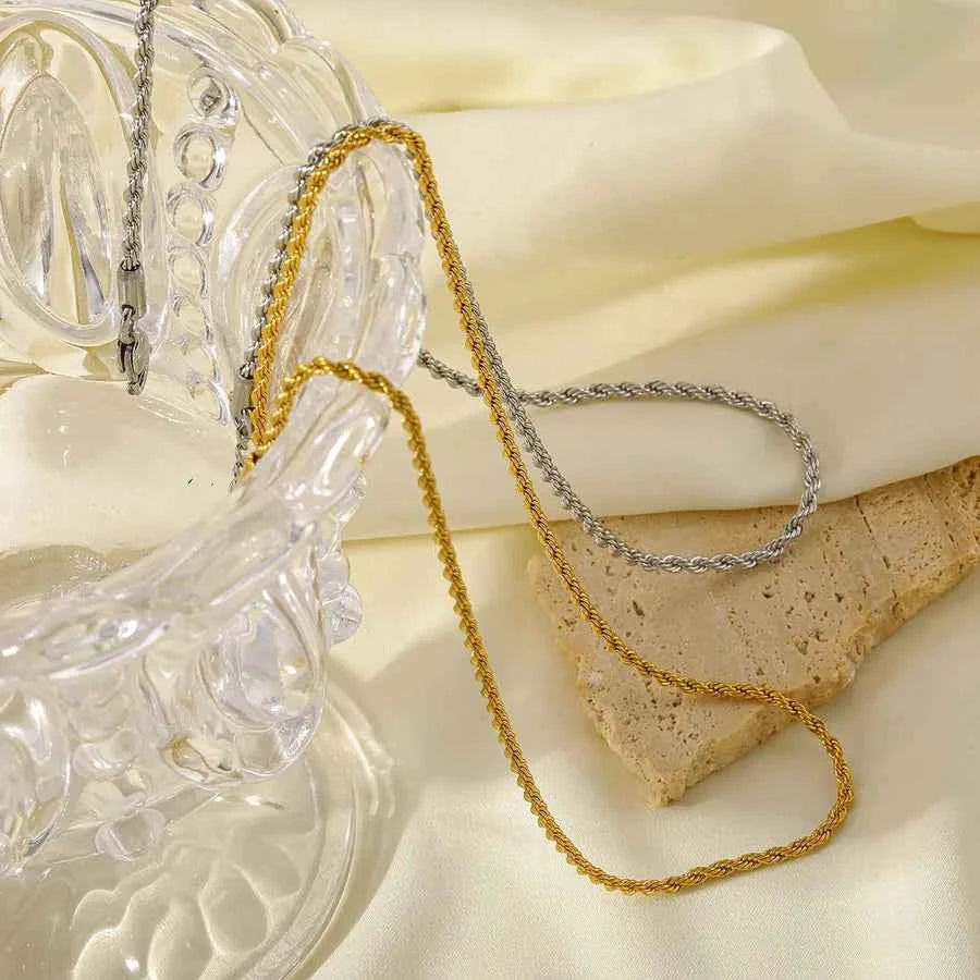 18K Gold Plated Stainless Steel Twist Necklace