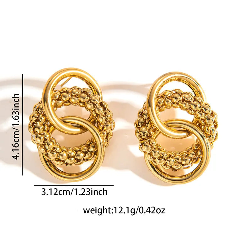 Retro Titanium Steel Hollow Earrings Multi-layered Twist Wrapped Earrings 0842