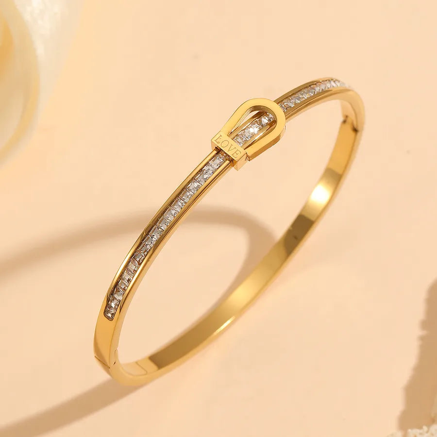 18K Gold PVD Geometric Stainless Steel Bangle Bracelet#1