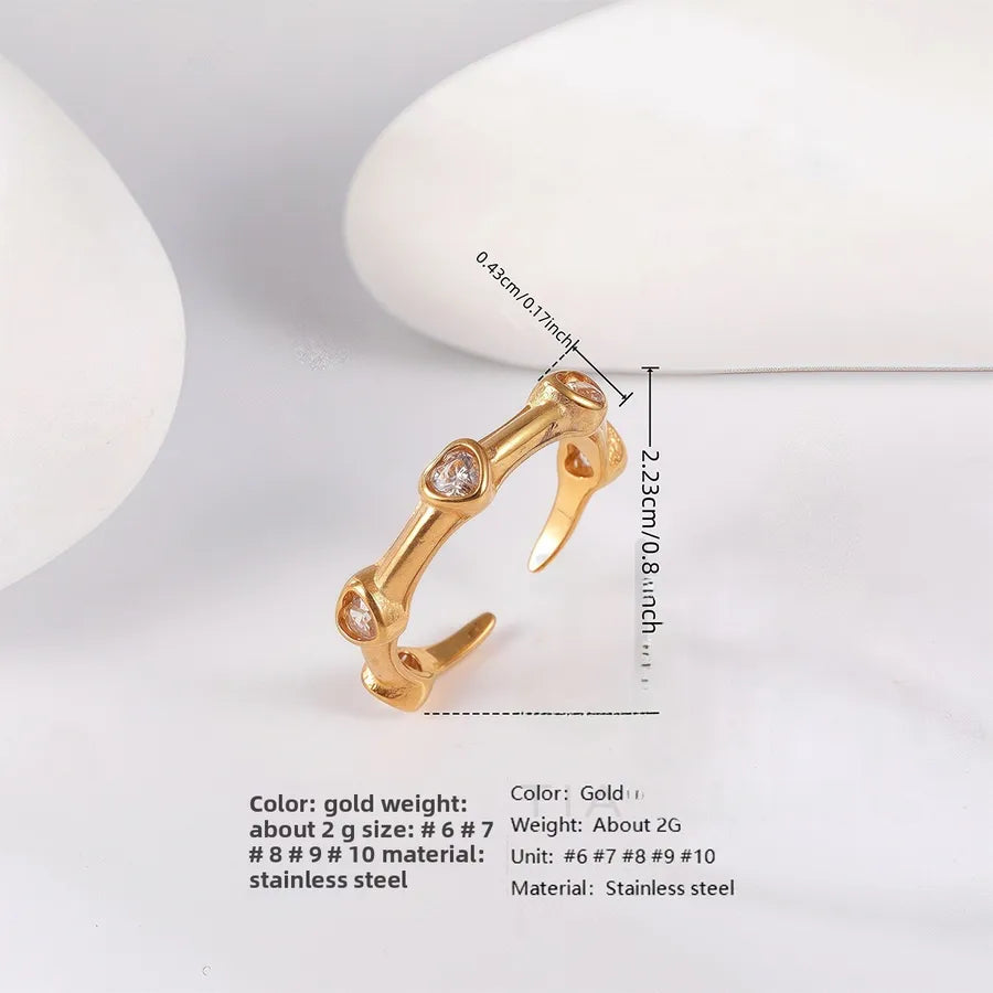 Minimalist Floral Open Ring for Women 04 Five Diamonds Gold Ring 515