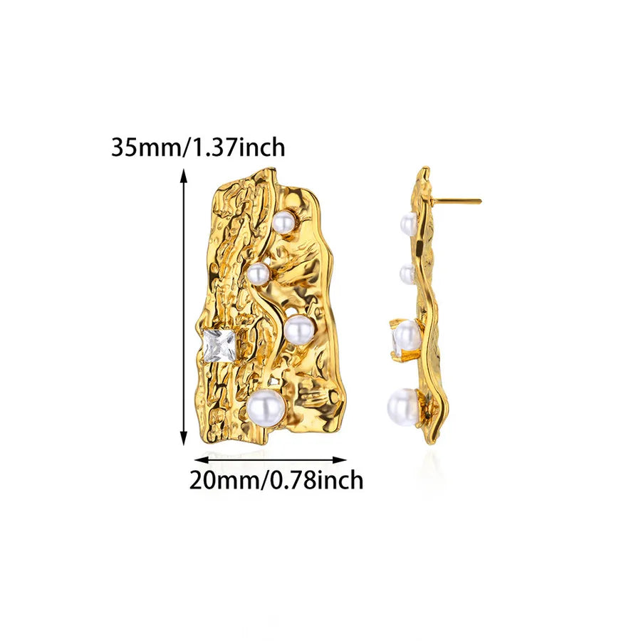 Colorful Pearl & Zircon Stud Earrings – 18K Gold 1