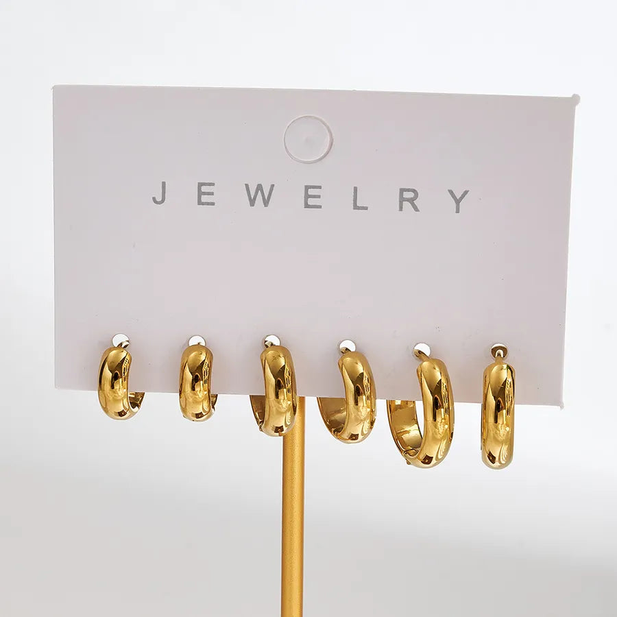 18K Gold Plated Stainless Steel Hoop Earrings Needle Thickness: Approximately 0.95mm C (width 4mm) 1 Set Package