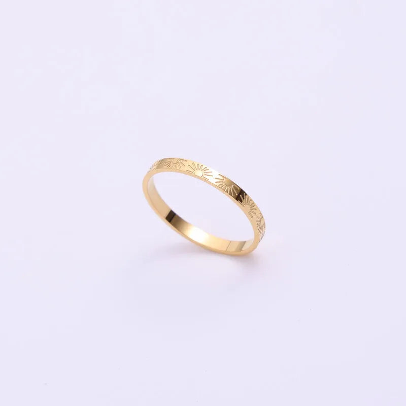 18K Gold Sunflower Titanium Steel Ring