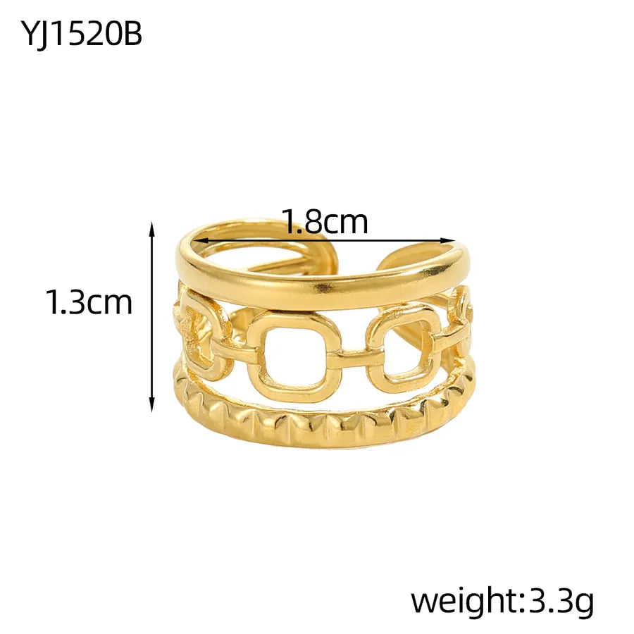 Geometric Titanium Steel Open Ring in 14K/18K Gold One Size YJ1520B 9*9*1