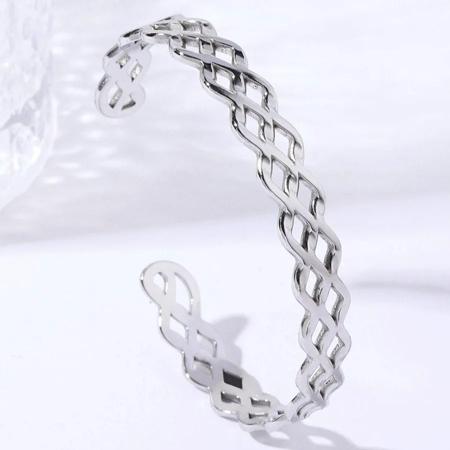 Unisex Titanium Steel Wide Cuff Bracelet WSZ014-1 Adjustable Opening