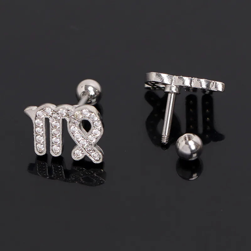 Virgo Zodiac Stainless Steel Stud Earrings