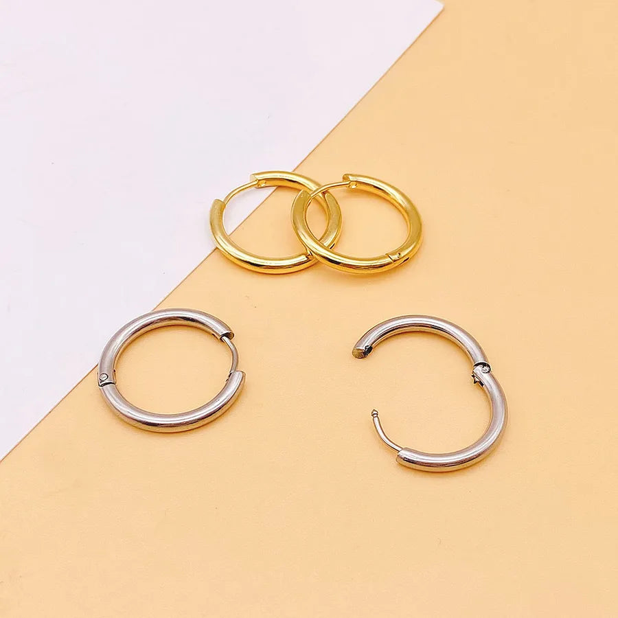 Men's Stainless Steel Round Hoop Earrings