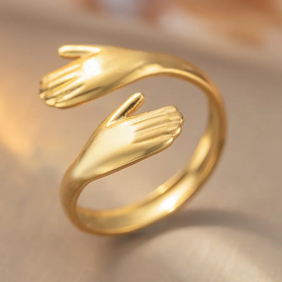 Geometric Titanium Steel Open Ring for Women K419 Steel Color Ring Open