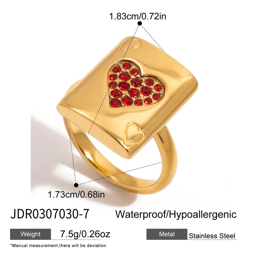 18K Gold Heart Ring in Stainless Steel JDR0307030-7