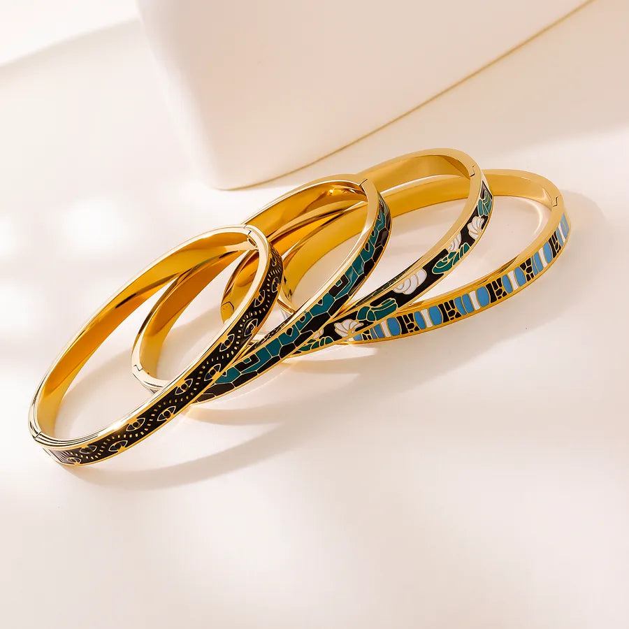 Minimalist Titanium Steel Bracelet with Diamond Inlay