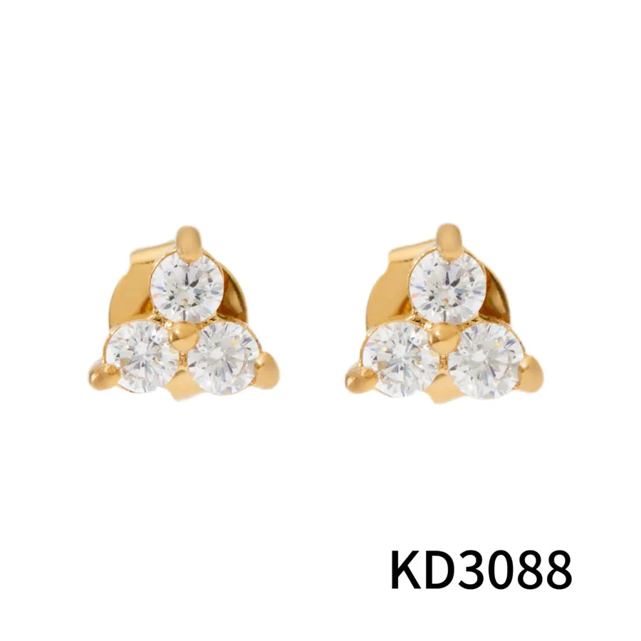 Gold Plated Clover & Hoop Stainless Steel Earrings 316 Gold Stud Earrings KD3088