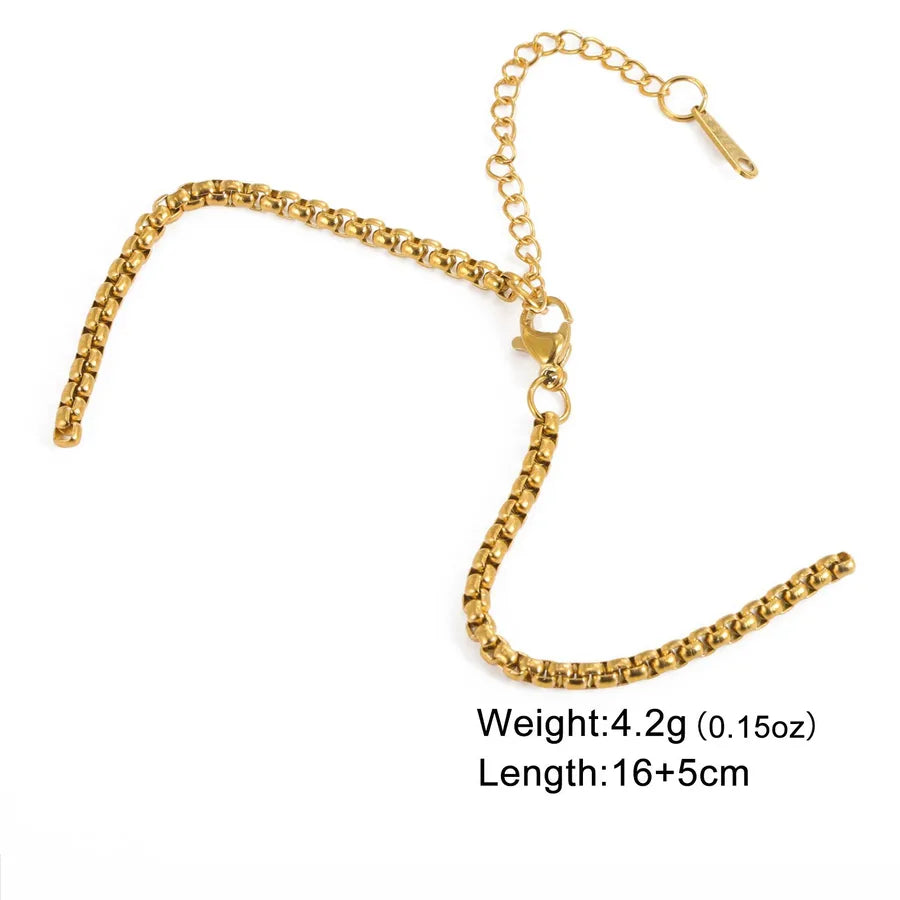 Gold Stainless Steel Cuban Link Bracelet Gold Box Chain Open Chain