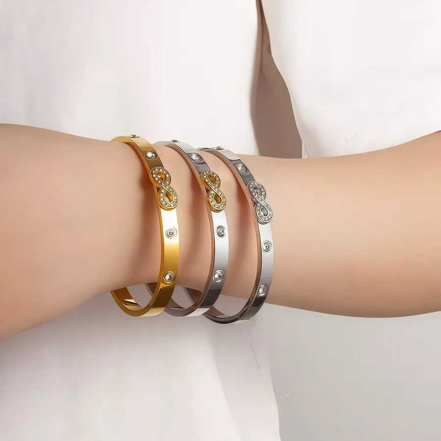 18K Gold Infinity Bracelet with Rhinestones
