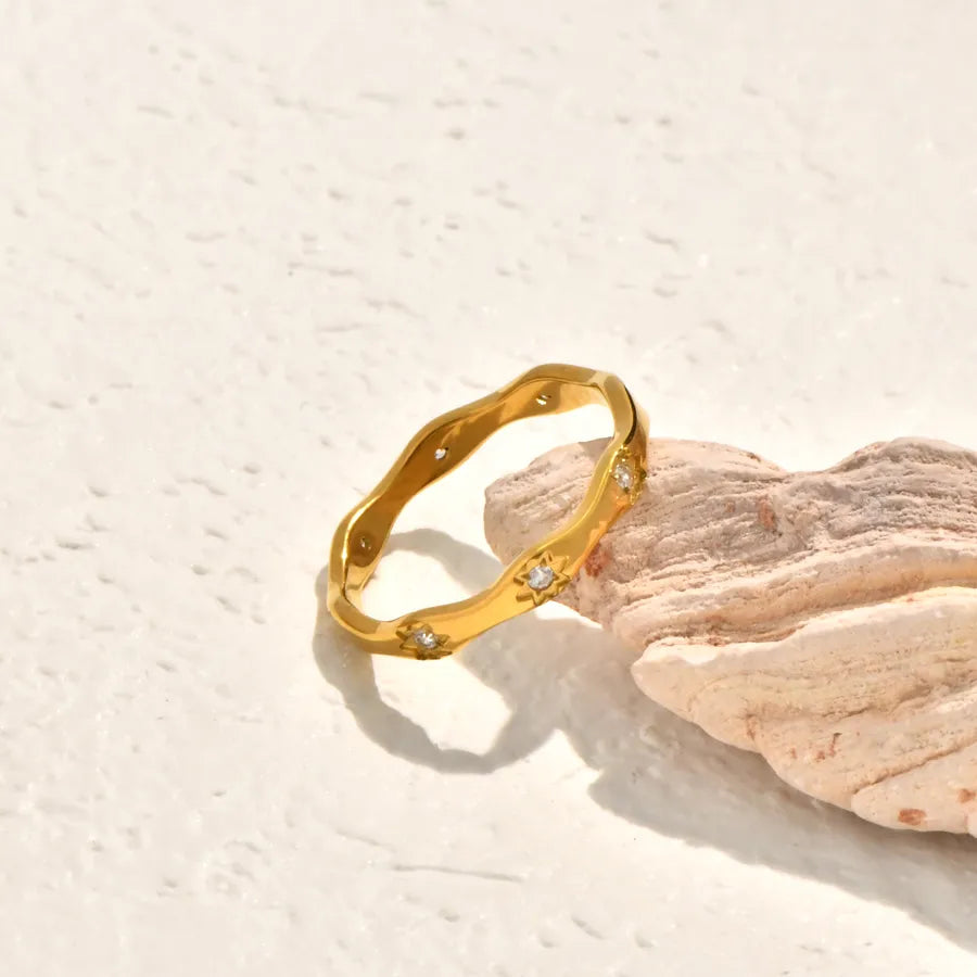 18K Gold Plated Nordic Geometric Stainless Steel Ring Gold 2