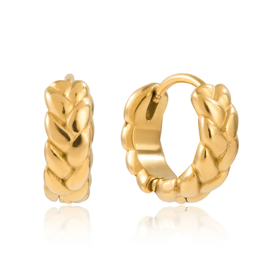 Women's 18K Gold Woven Stainless Steel Earrings