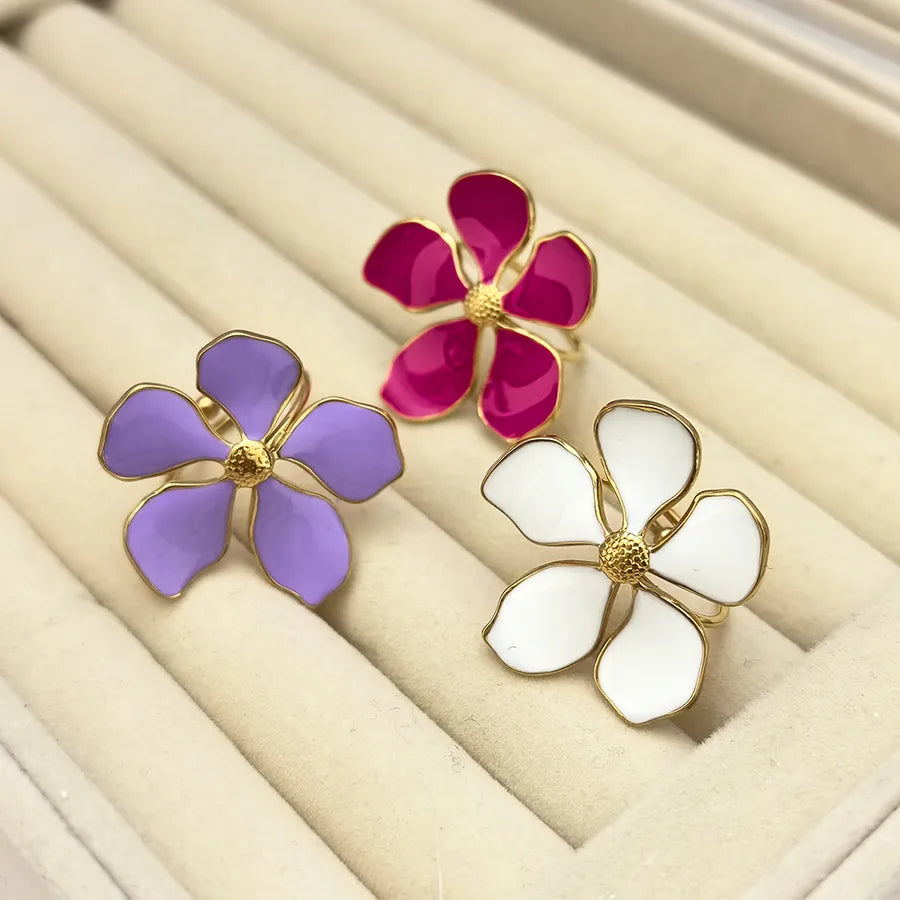 18K Gold Plated Adjustable Flower Ring