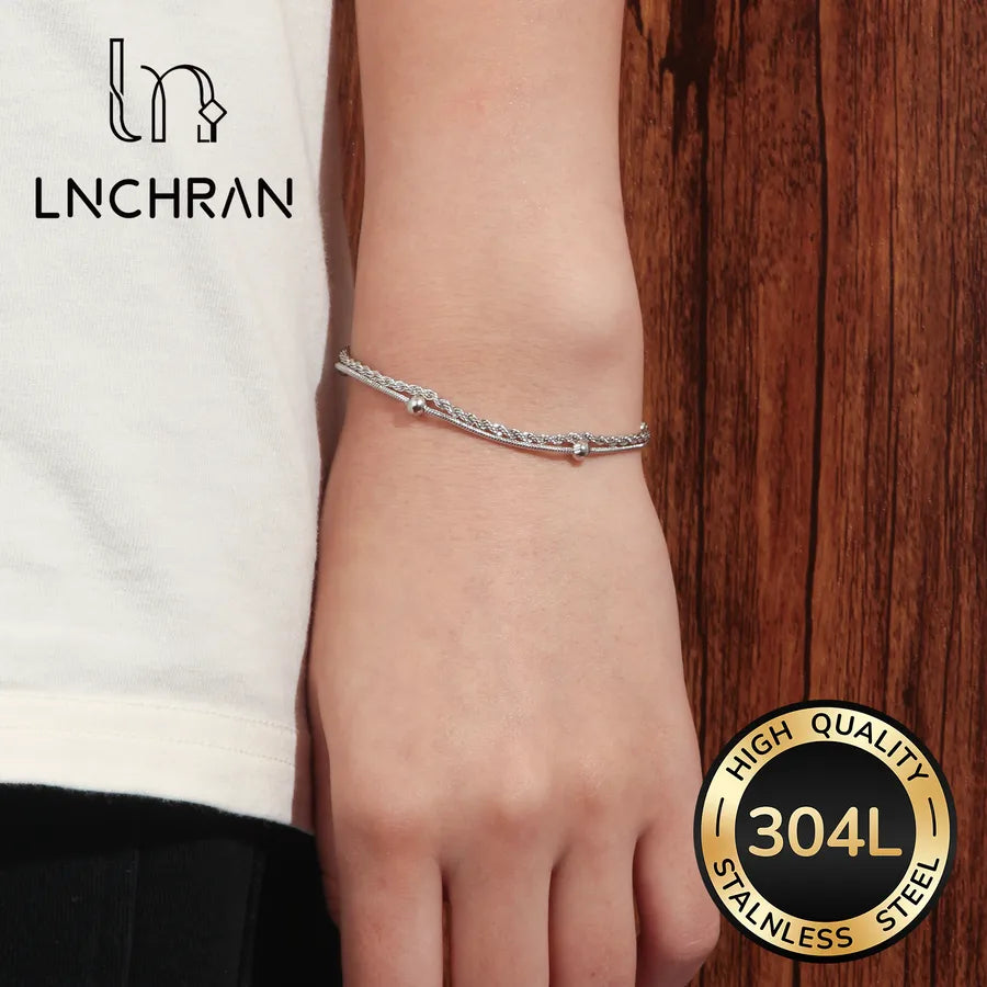 18K Gold Plated Double-Layer Steel Bead Bracelet