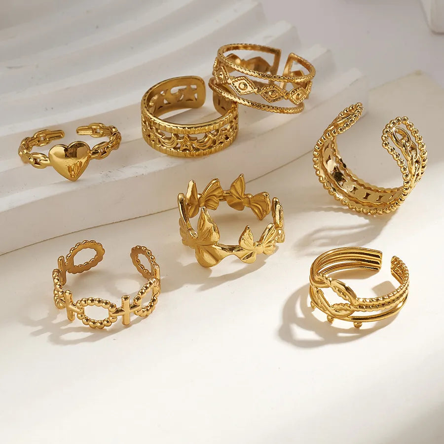 Gold Plated Stainless Steel Open Ring for Women