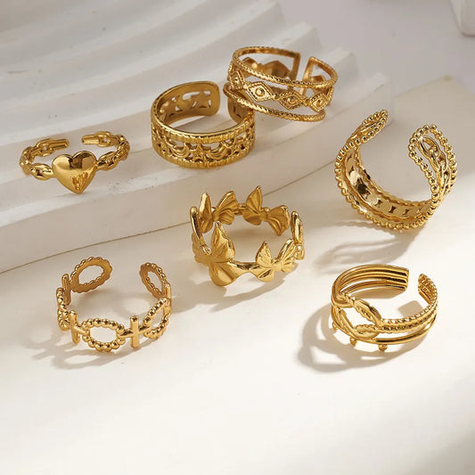 Gold Plated Stainless Steel Open Ring for Women