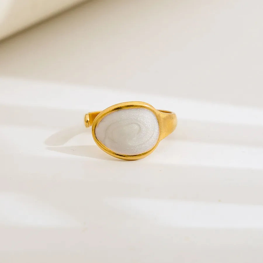 Unisex Gold-Plated Enamel Open Ring 221
