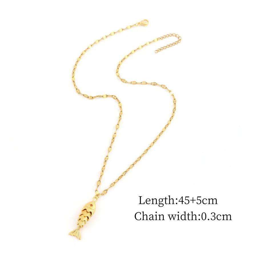 Gold Carp Pendant Necklace – Stainless Steel & Copper Gold Average Size