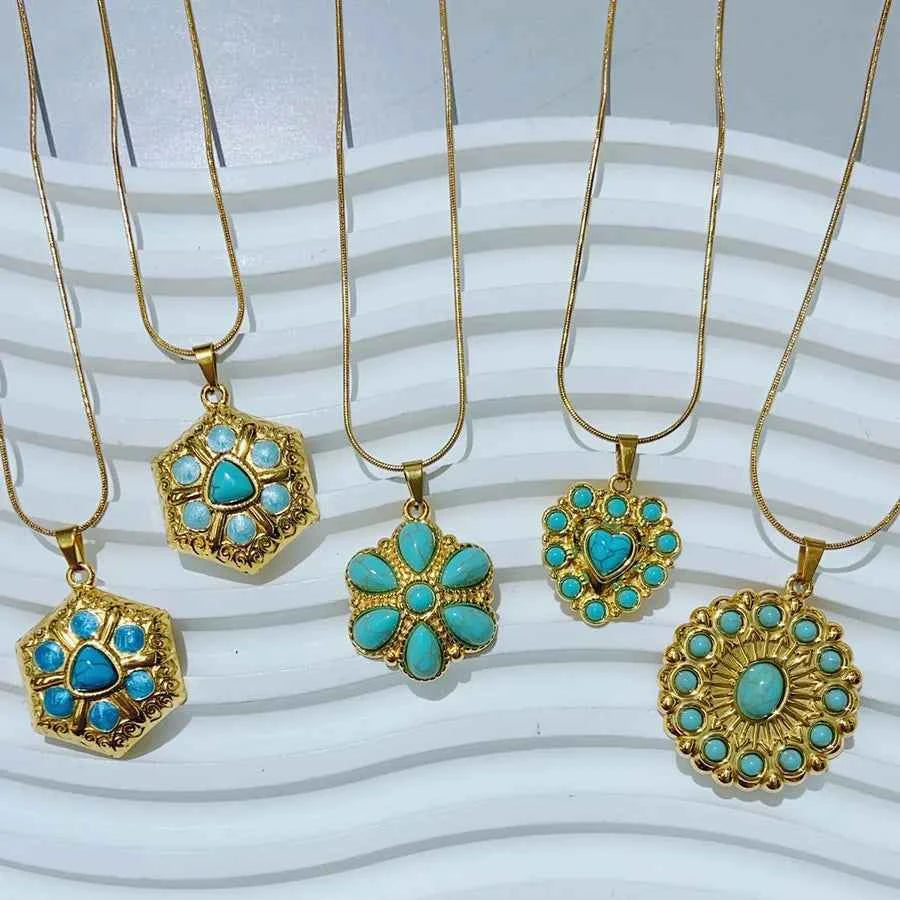 18K Gold Plated Turquoise Heart Necklace